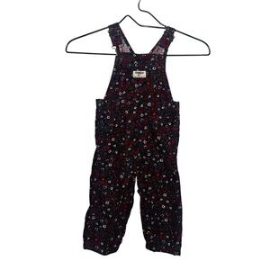 OshKosh B'gosh Navy Blue Vintage Inspired Corduroy Floral Overalls